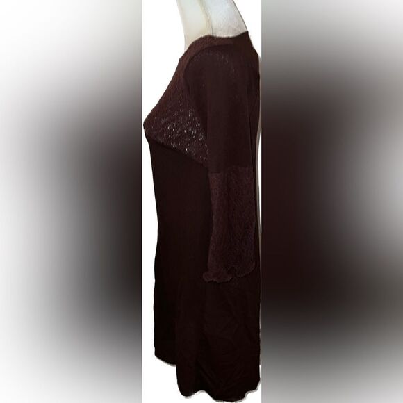 BROWN DRESS with crochet bands, 3/4 sleeves, easy and elegant! - Picture 3 of 6
